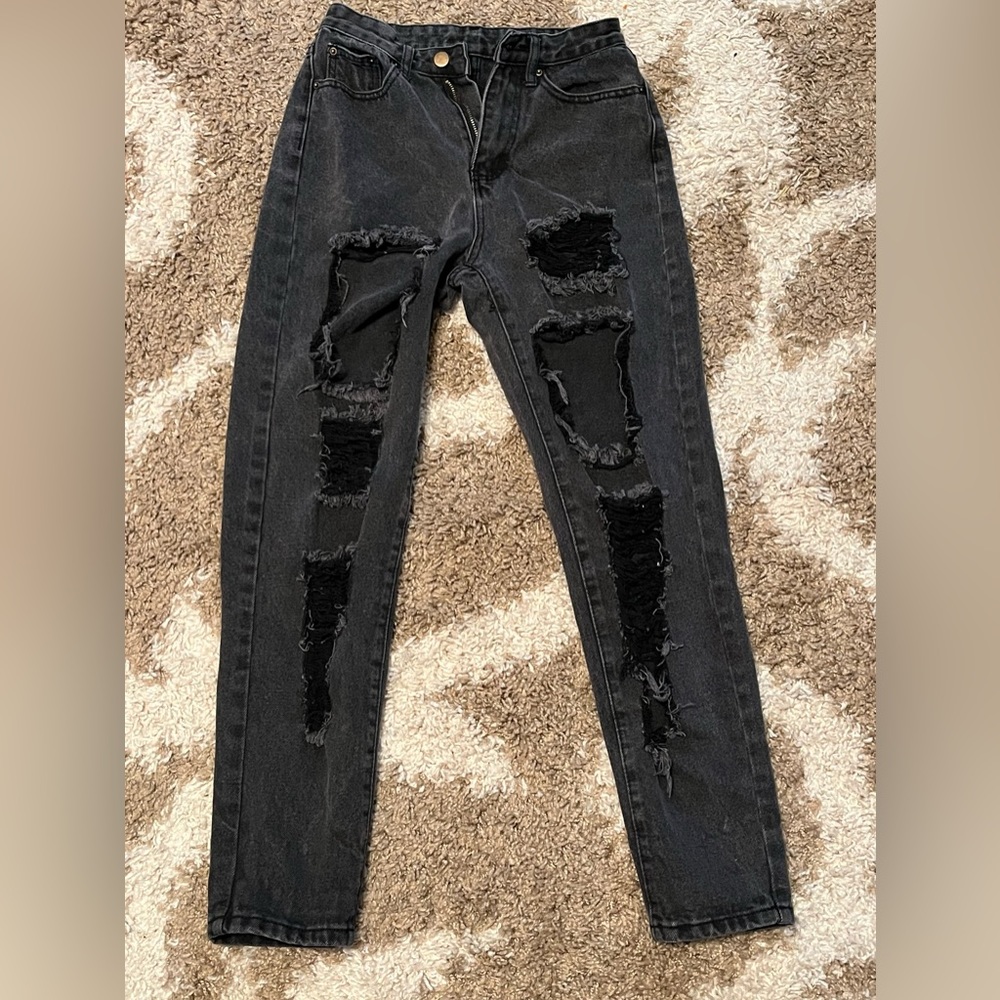 Shein black ripped jeans
